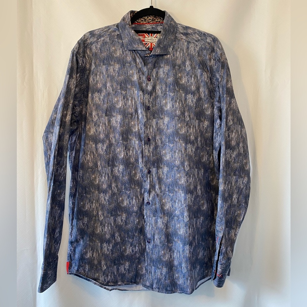 7 Downie Street Men's Abstract Pattern 100% Cotton Button Down Oxford Shirt XL